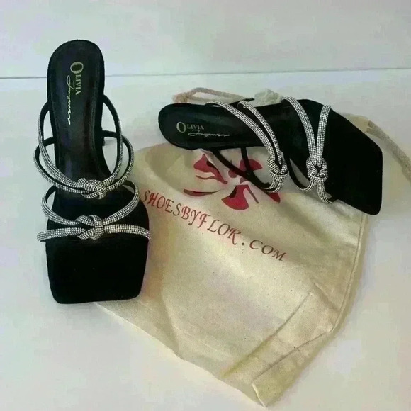 Black & Shiny diamonds /women sandals/ Size Us 8.5 - Picture 6 of 7